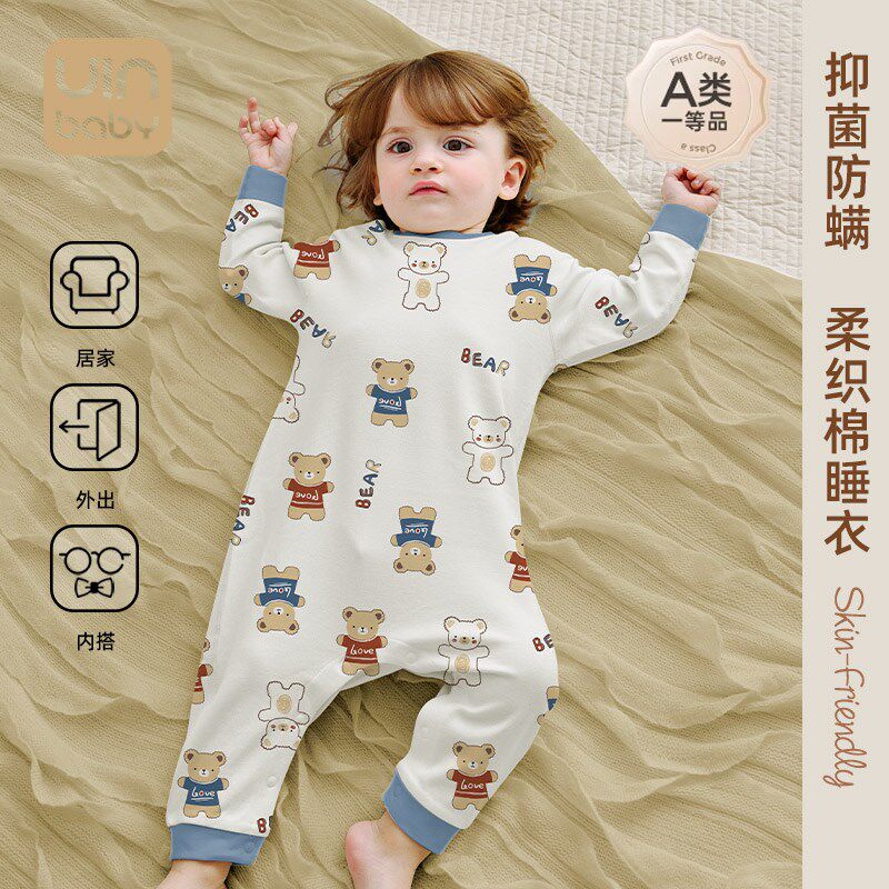宝宝连体睡衣服夏季新薄款睡袋纯全棉男女童家居服婴幼儿空调睡袍