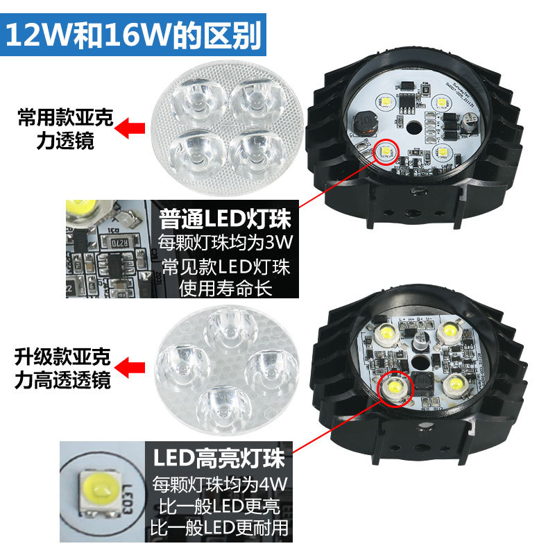 折叠电动车灯36V48V60VLED高亮前灯带高音喇叭代驾车滑板车头大灯