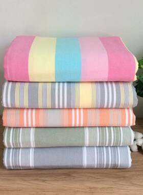 棉单件床单2米大床加厚棉老粗布双人床被单黄色黄灰渐变1.5x2.2米