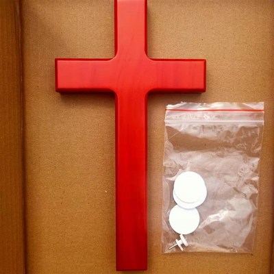 红色实木十字架摆件创意家居客厅墙面挂件木质工艺礼品摆饰礼品装