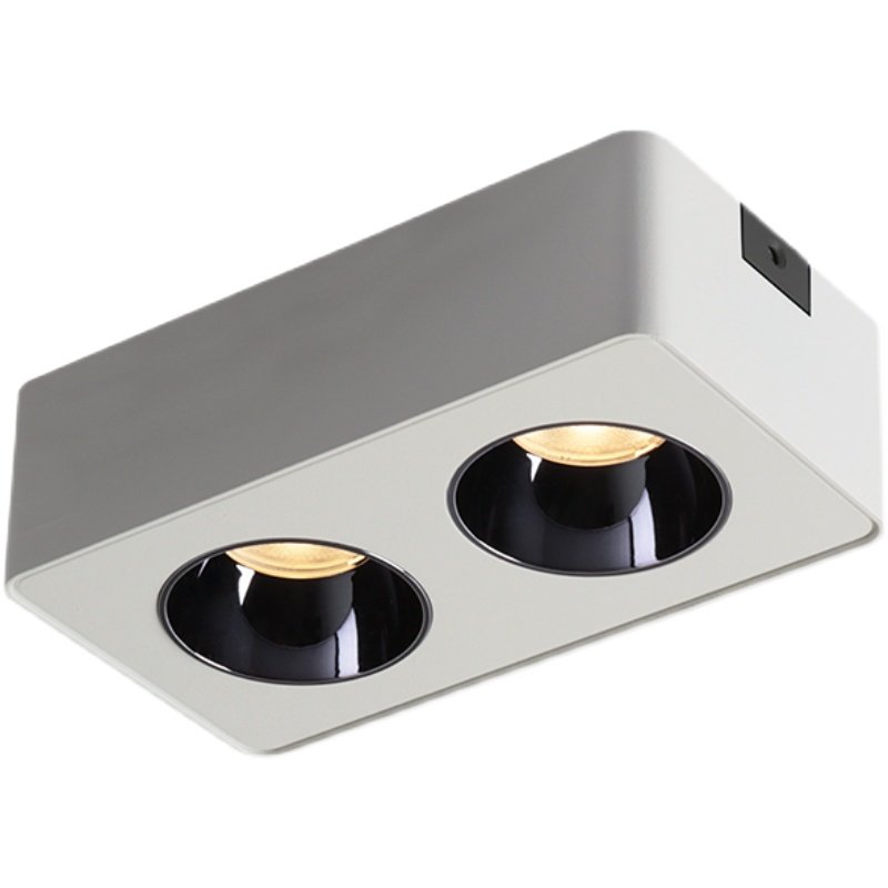 超薄明装斗胆灯家用客厅无主灯吸顶LED方形双头盒子COB防眩筒射灯,家装灯饰光源,明装射灯,淘宝优惠券,粉丝福利购,淘宝优惠卷