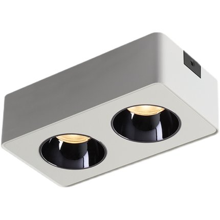 超薄明装斗胆灯家用客厅无主灯吸顶LED方形双头盒子COB防眩筒射灯