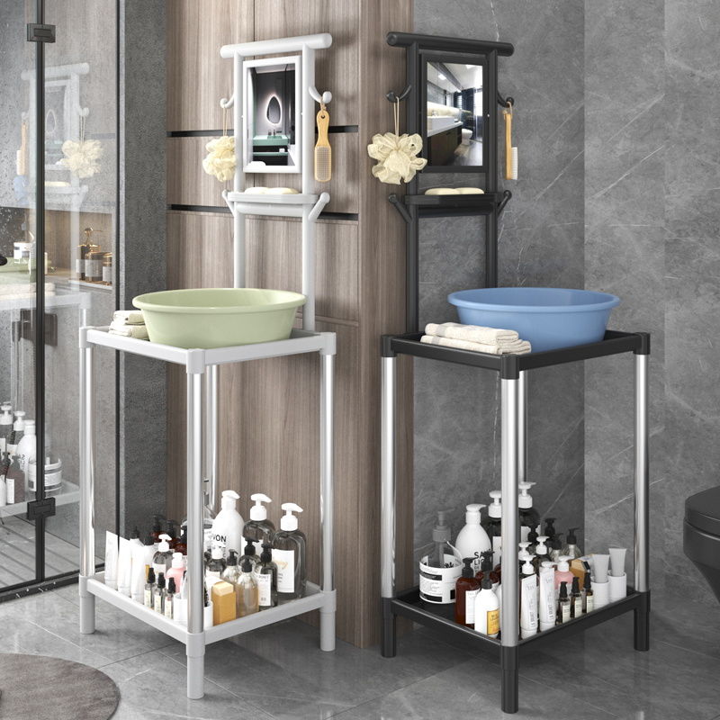 面盆架洗脸架子高档多层置物结婚红色喜庆卫生间落地式不锈钢新款