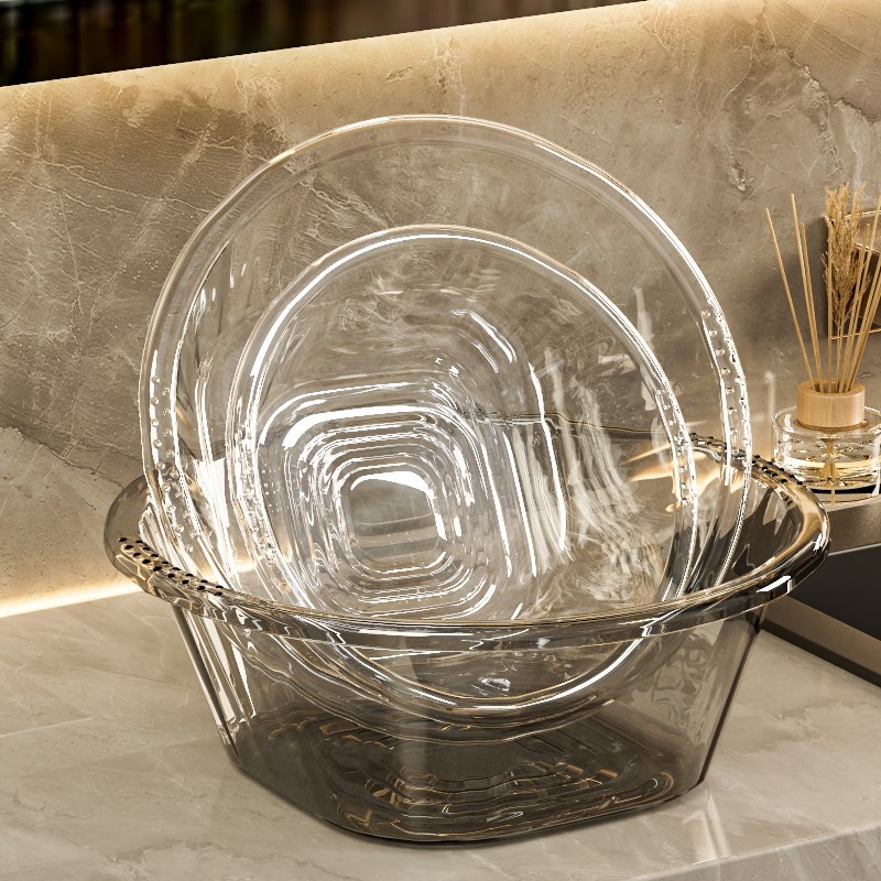 洗脸盆子家用高颜值厨房洗碗洗菜盆小洗衣盆美容院洗手水盆透明盆