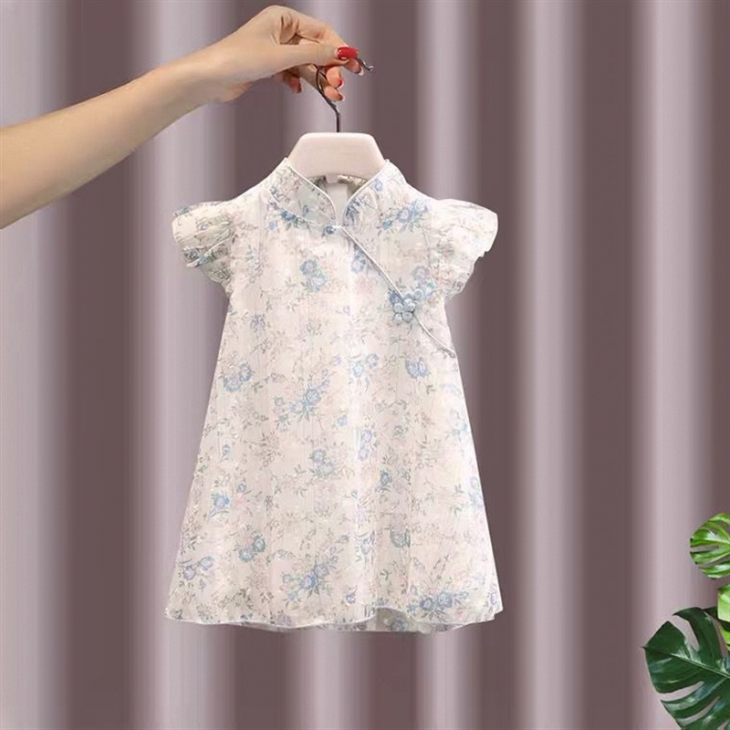 女童旗袍连衣裙夏季2023新款儿童唐装中国风汉服小女孩洋气公主裙