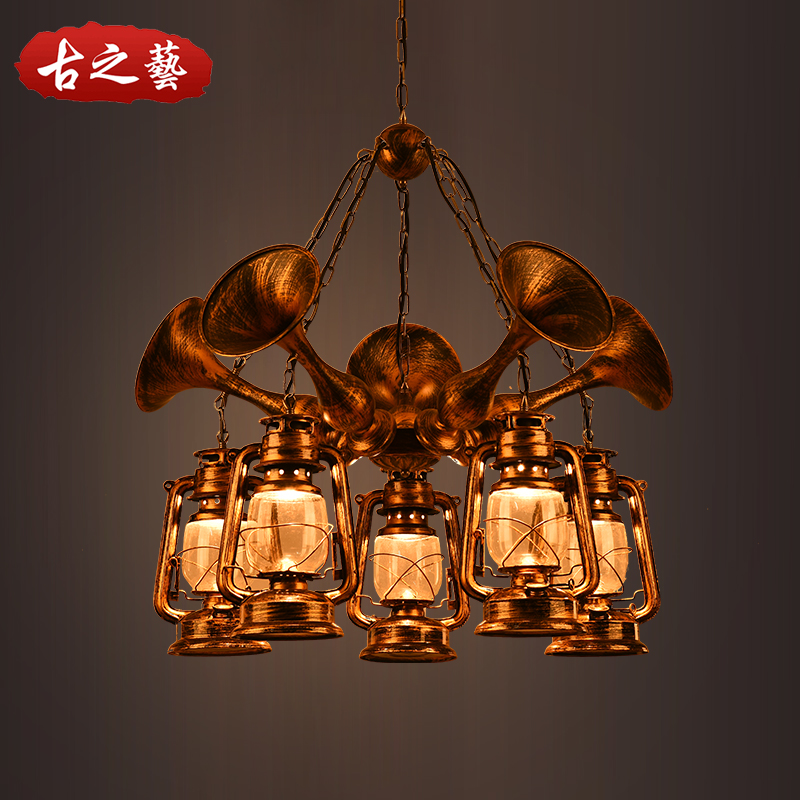 复古个性创意乐器马灯美式仿古酒吧漫咖啡厅网咖吧台餐厅吊灯
