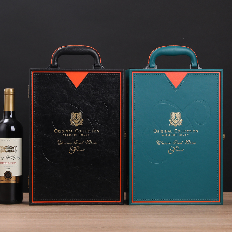 红酒包装盒双支装皮木盒葡萄酒箱子加宽皮盒通用