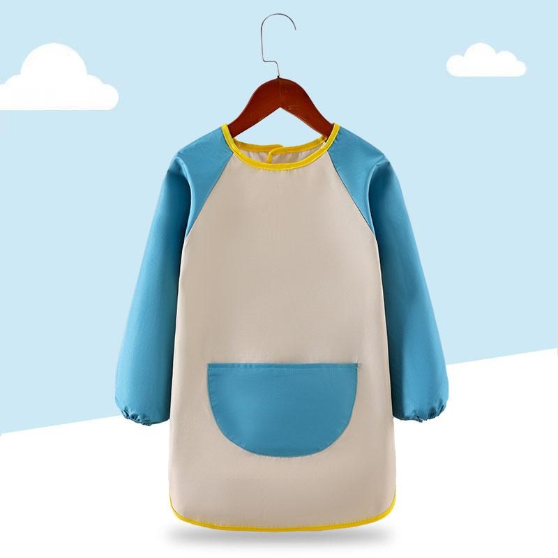 儿童画画围裙定制LOGO魔术贴幼儿园画室美术围裙防脏吃饭加长罩衣