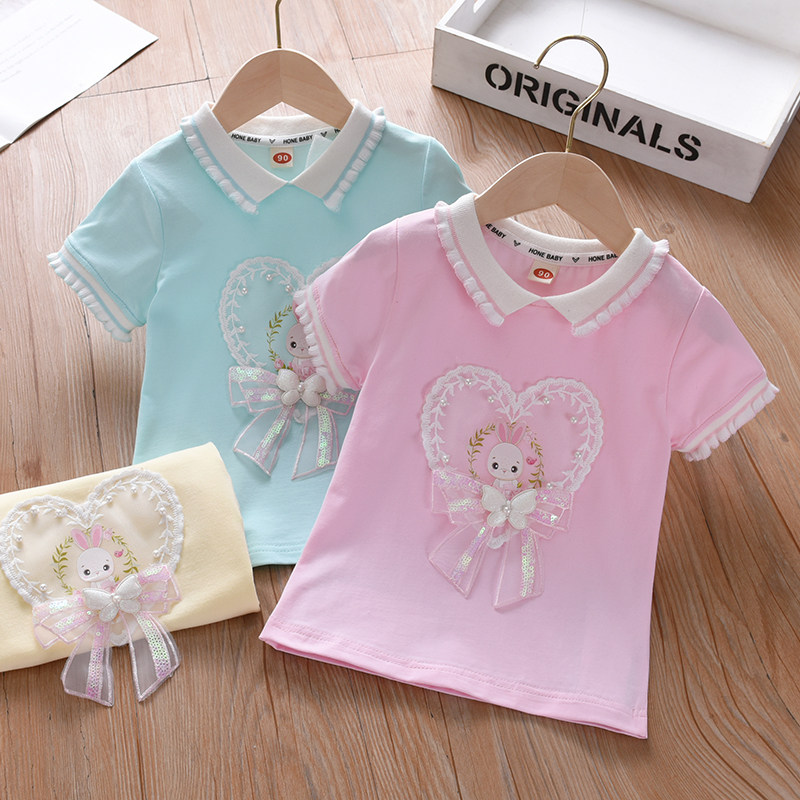 女童短袖t恤2023新款洋气夏季儿童吸汗纯棉卡通小兔子夏装上衣潮,童装/婴儿装/亲子装,T恤,淘宝优惠券,粉丝福利购,淘宝优惠卷