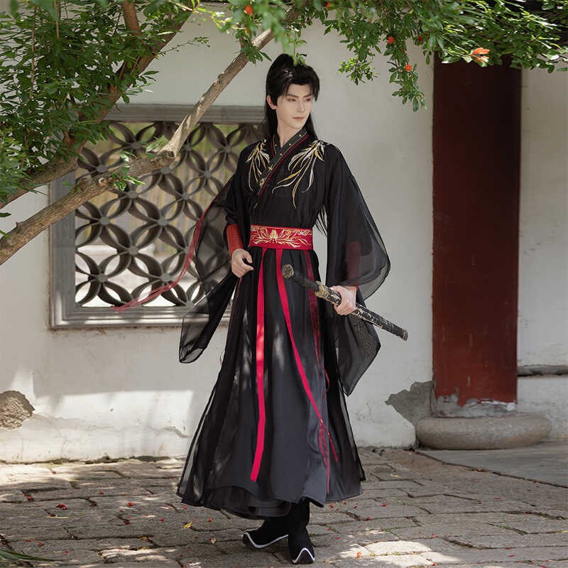 檀逸【逍遥】古装男汉服改良仙侠气古风黑白双色汉元素春夏四季