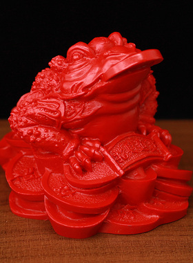 招财聚财金蟾摆件朱砂家居镇宅客厅玄关电视机柜摆设旺财三脚蟾蜍