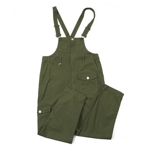 燃 细帆格纹好料连体吊带裤 日式 背带 复古做旧水洗工装 一波入魂