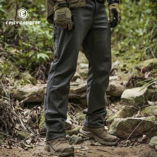 爱默生猞猁加绒软壳裤男秋冬户外防风防寒登山冲锋裤战术抓绒长裤