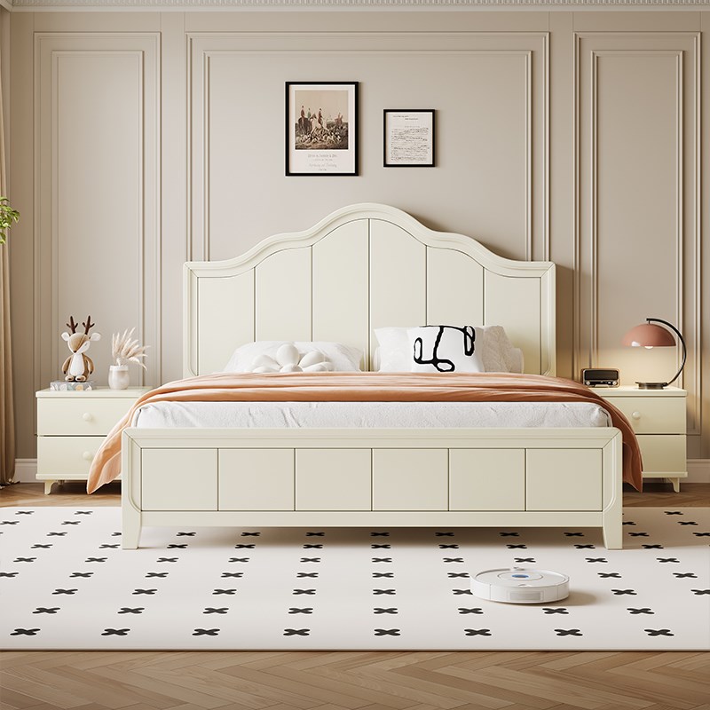 白色奶油风实木床主卧家用小户型现代简约1.5m单双人1.8米公主床