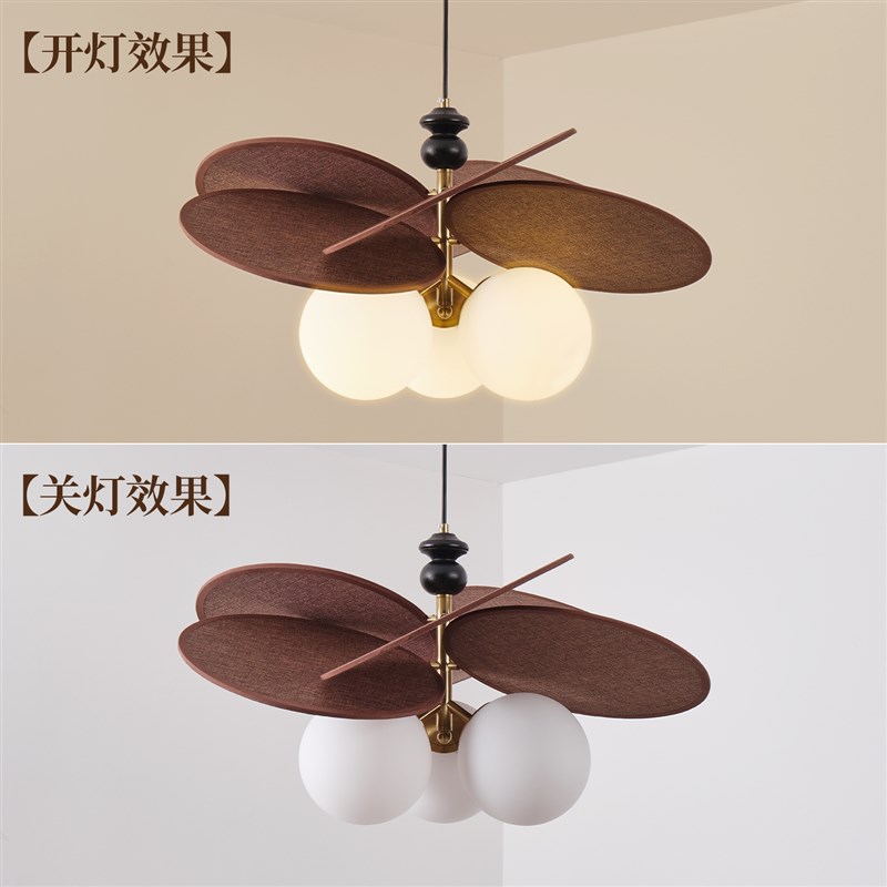 法式中古风客厅饭厅吊灯设计师款覆古藤编创意小吊灯日式饭厅灯具