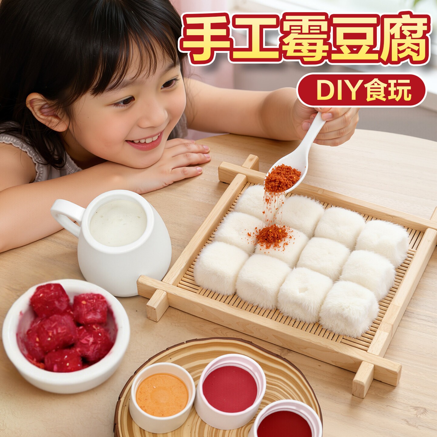 霉豆腐玩具套装仿真手工diy材料包道具儿童食玩互动游戏雪豆腐女6