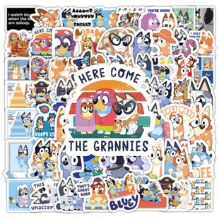 400张布鲁伊贴纸周边儿童卡通可爱小图案装饰文具水杯防水贴贴画