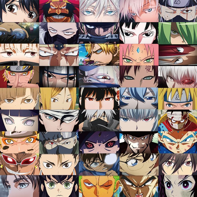 126张动漫角色眼睛眼神杀贴纸高颜值帅气diy手帐贴手机壳装饰贴画