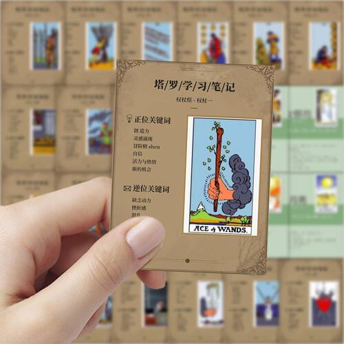 63张塔罗牌释义图贴纸韦特塔罗牌经典设计装饰手账笔记本素材防水