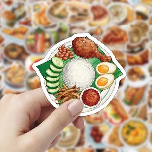 206张食物贴纸仿真美食可爱可撕式 饰手账贴画 ins风手机壳行李箱装