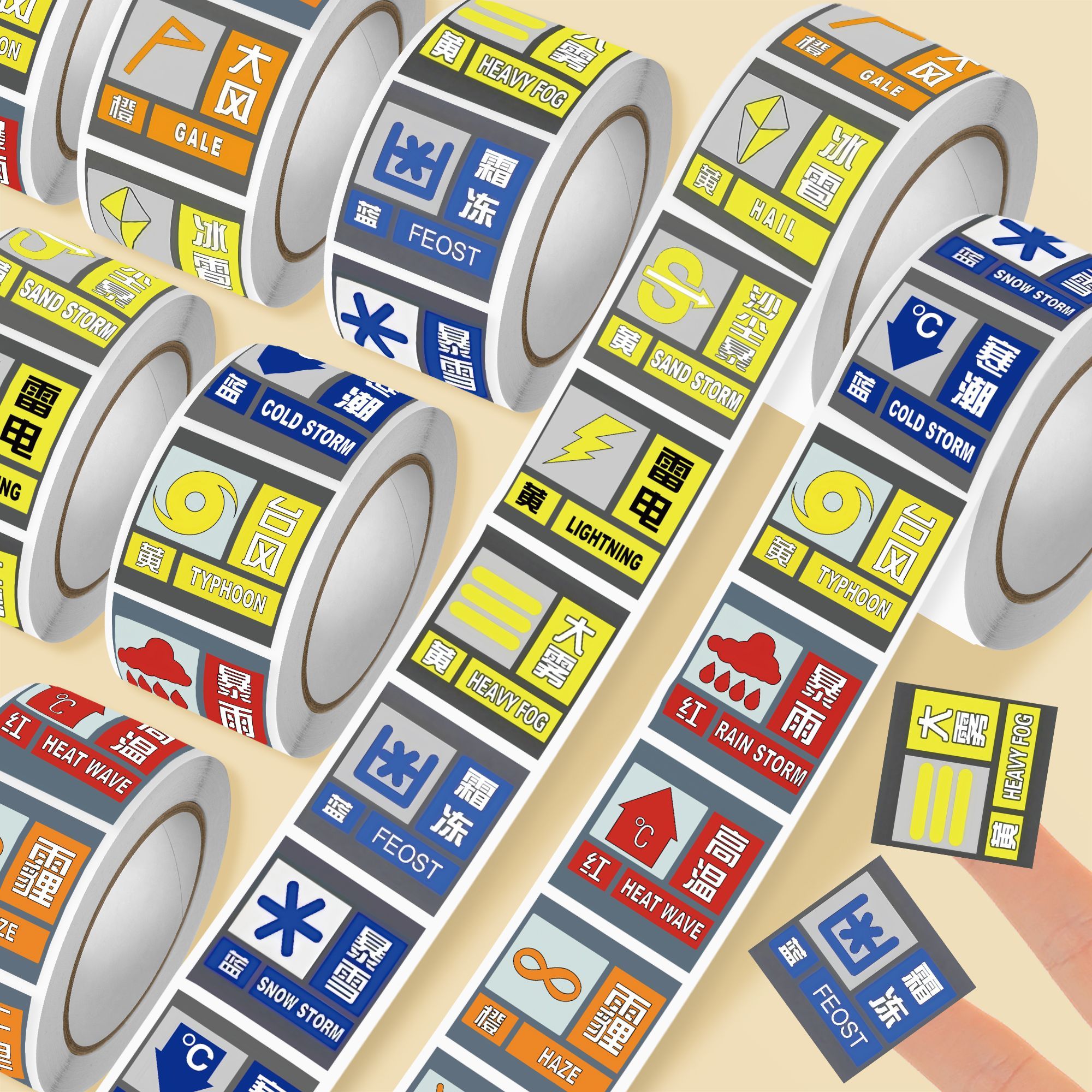 2000贴新款气象预警信号创意ins卷卷贴天气预报趣味周边装饰手机