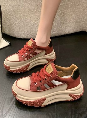 网红老爹鞋女超火镂空2动0子24年新36002款网面百搭休闲鞋厚夏底