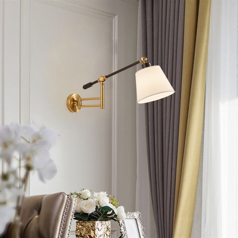 美式铁艺折叠伸缩摇臂壁灯创意个性镜前灯卧室床头阅读灯支架灯具