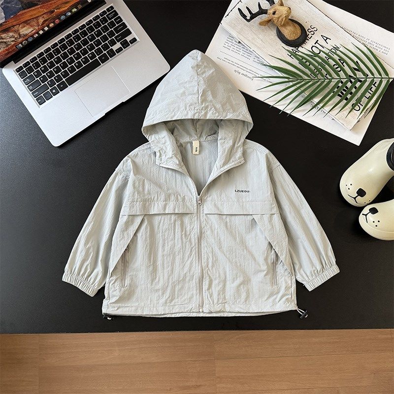 儿童韩版拼接夹克2025夏季新款百搭休闲防晒男童夏装连帽运动外套