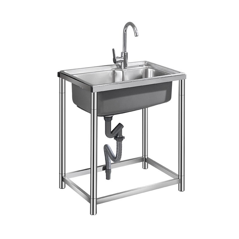厨房不锈钢水槽单槽洗菜盆简易水池带支架子家用加厚洗手盆洗碗槽