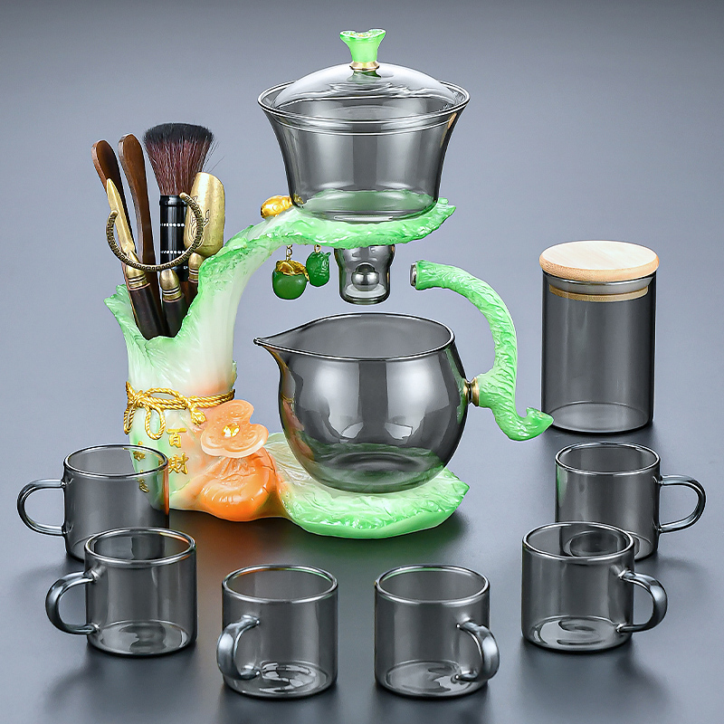 玻璃茶具套装家用2024新款懒人自动泡茶神器磁吸出水功夫茶壶茶杯