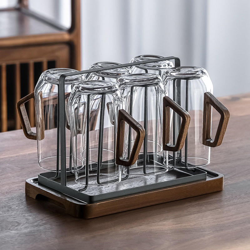 高档玻璃杯带把耐高温茶杯喝水杯家用客厅泡茶家庭杯子套装待客用