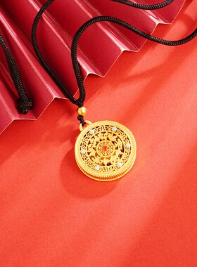 五福如意项链国风复古镶嵌国潮挂件花丝圆满宝符吊坠饰品配饰