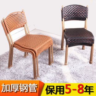 藤椅小藤椅子可重叠家用客厅配茶几靠背椅儿童轻便换凳铁艺休闲椅