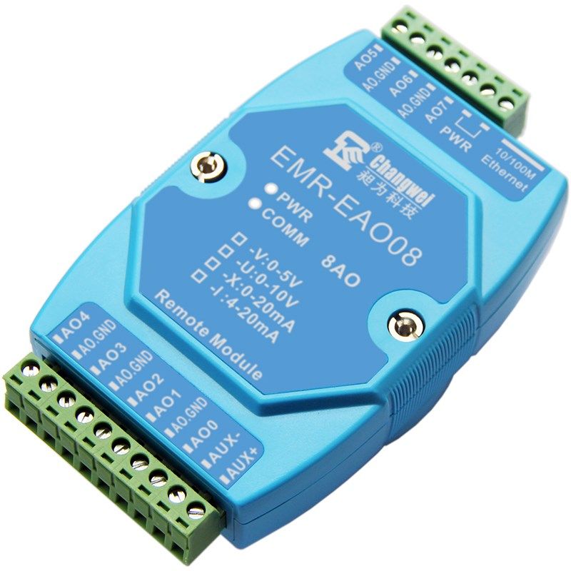 以太网8路0-10V模拟量信号输出模块 网口转电压 支持主动上传