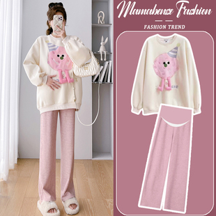 春秋款 孕妇套装 子两件套2024新款 洋气时髦休闲宽松上衣卫衣裤 时尚