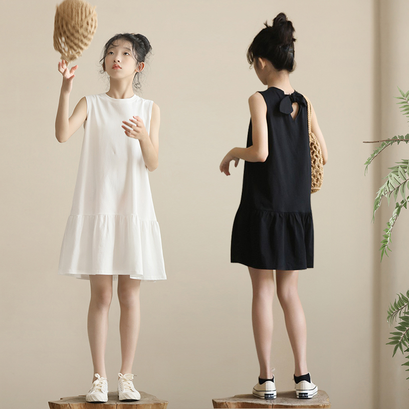 女童纯棉背心裙夏装薄款儿童洋装韩版洋派女Q孩宽松无袖公主裙子