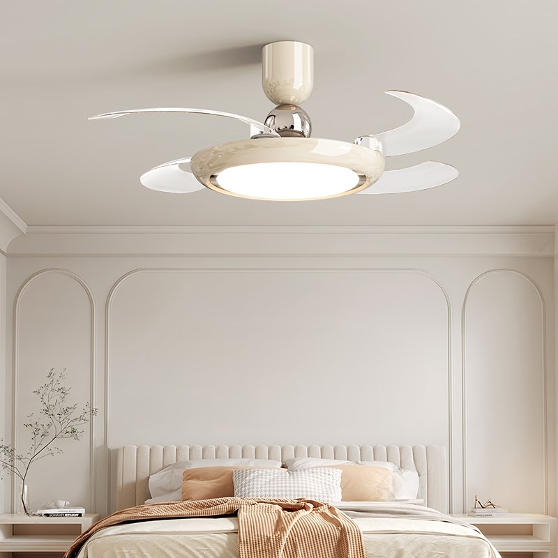 新款卧室隐形风扇灯42寸奶油风无声超静音电风扇灯餐厅儿童房间灯