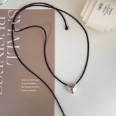 韩国轻奢吊坠饰品小众纯银爱心配饰项链女颈链银项链银饰长锁骨链