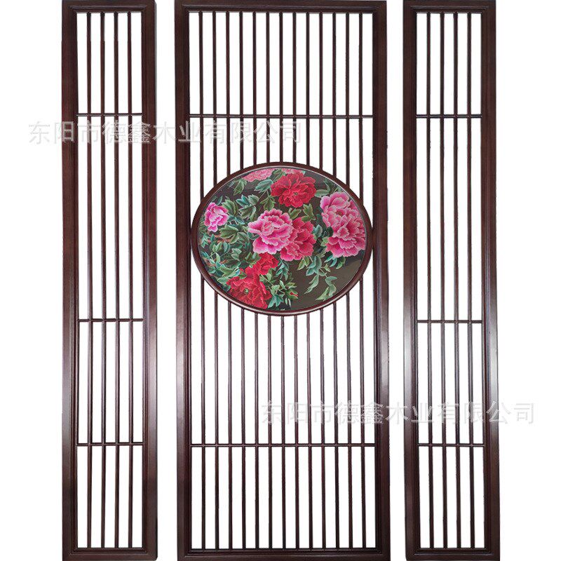 新中式折叠仿古实木屏风刺绣 日式玄关木质客厅中式隔断墙双面绣