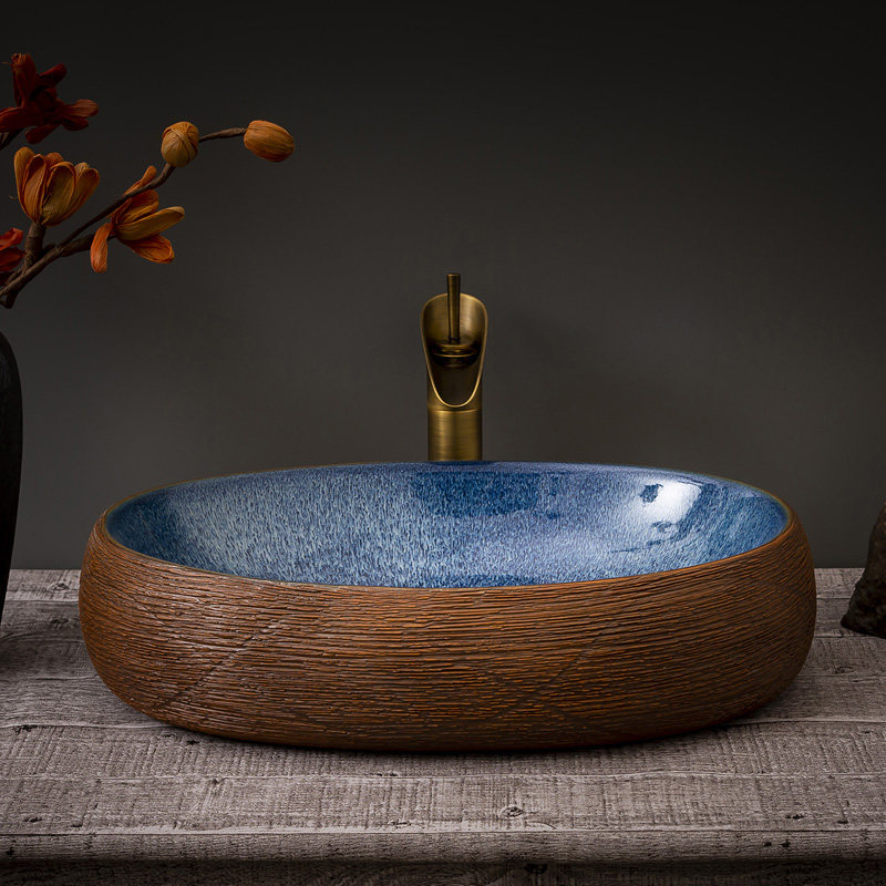 复古台上盆陶瓷洗脸盆艺术洗面台盆阳台卫生间洗漱台盆洗手盆家用,家装主材,台上盆,淘宝优惠券,粉丝福利购,淘宝优惠卷