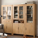 简约全实木书柜原木置物柜玻璃书柜子客厅书橱橡木组合收纳柜书架
