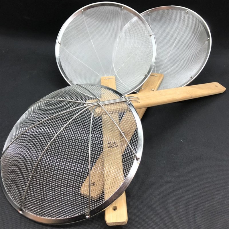 不锈钢竹柄大漏线漏炸密喱过滤网捞面渣捞漏勺钢丝网厘笊篱细网