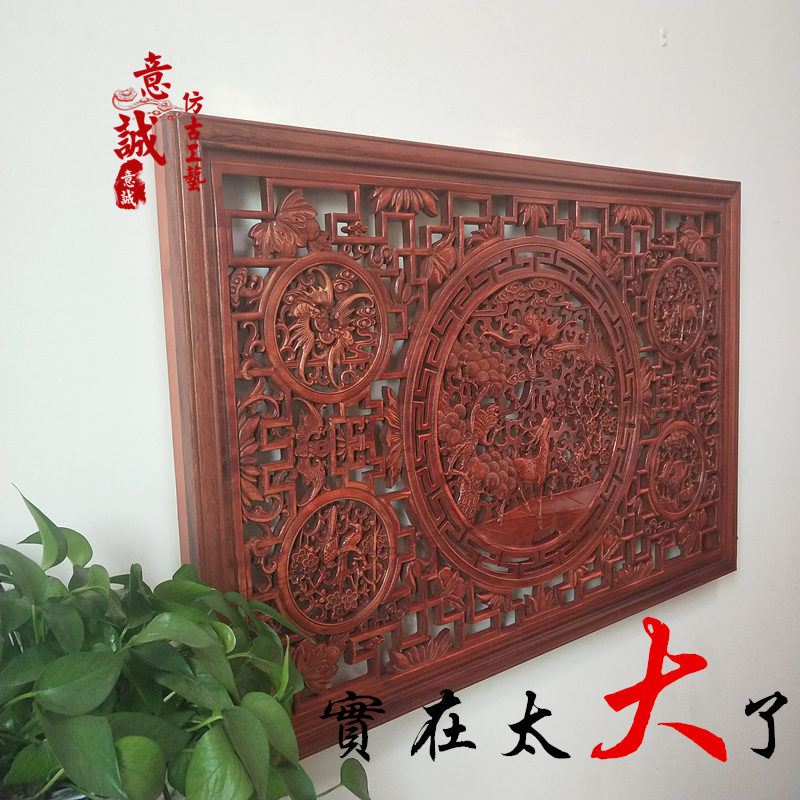 新中式大尺寸实木配电箱电源闸盒电表箱装饰画遮挡空开箱客厅挂画