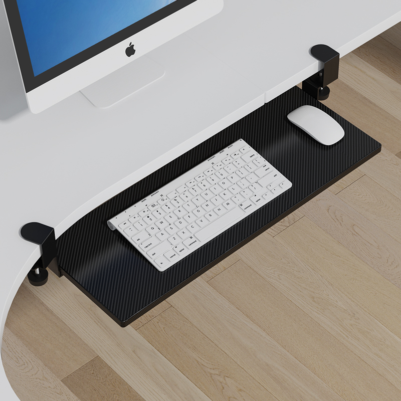 键盘托架免打孔桌面滑轨夹办公桌加装鼠标收纳托盘可调节桌下支架