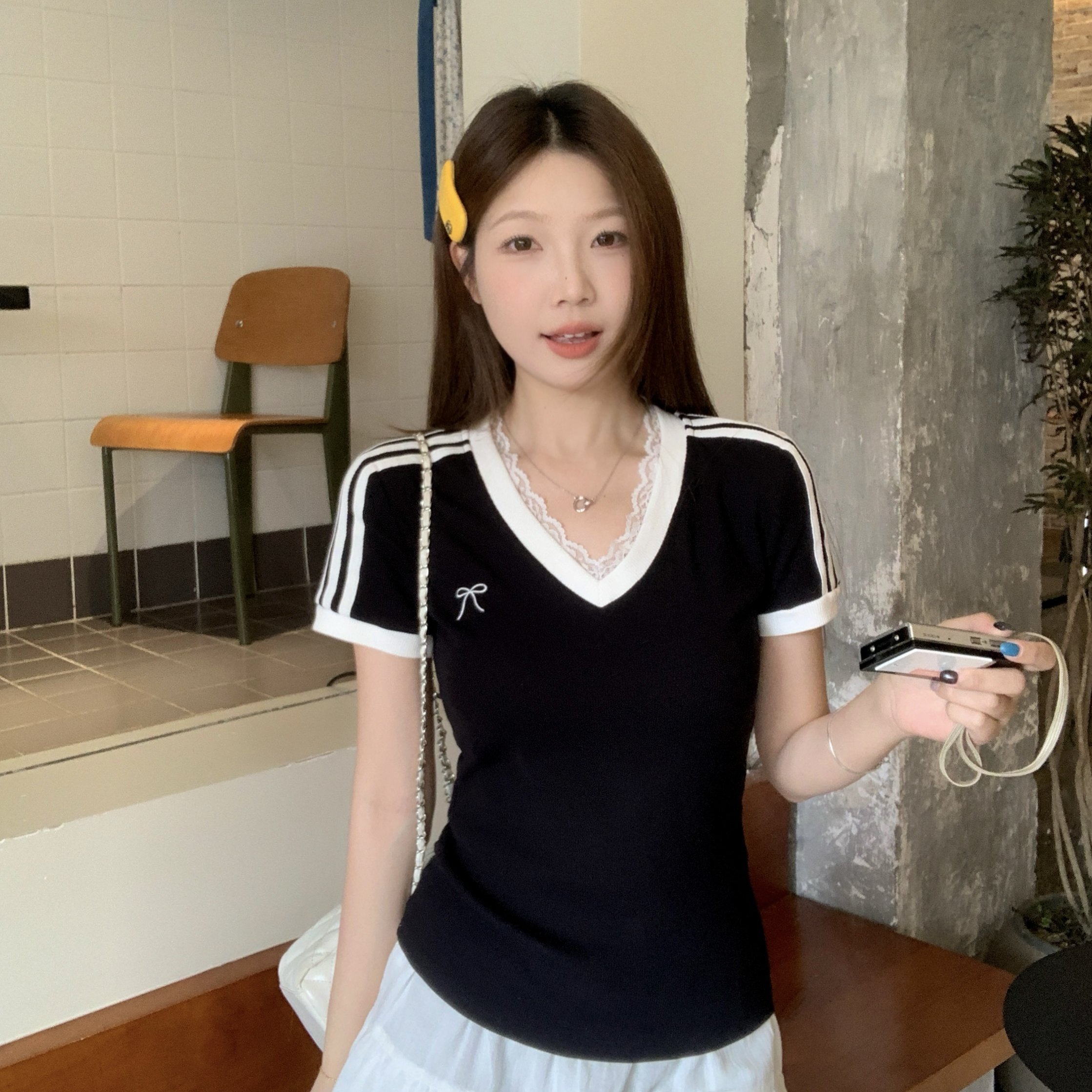 大码夏季新款蕾丝正肩短袖T恤修身显瘦绝美辣妹小上衣