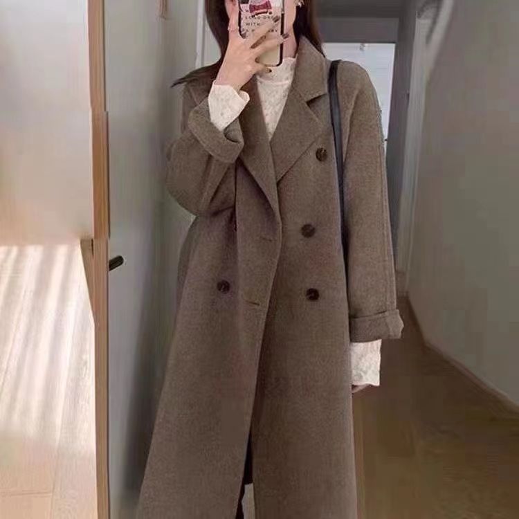 毛呢大衣女中长款2026秋冬新款赫本风气质小个子宽松加厚呢子外套