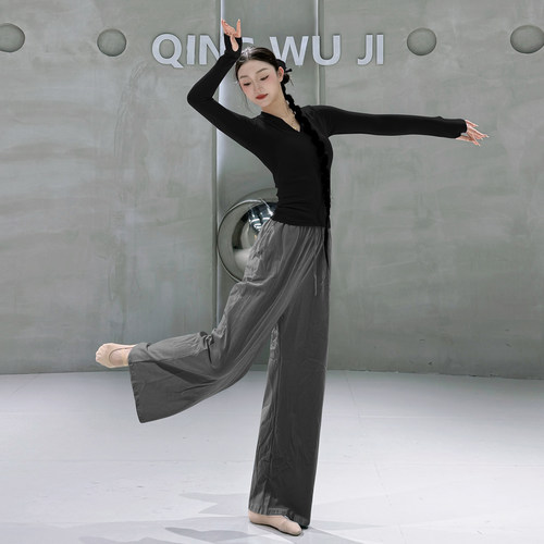 现代舞练功服女秋冬长袖套指艺考