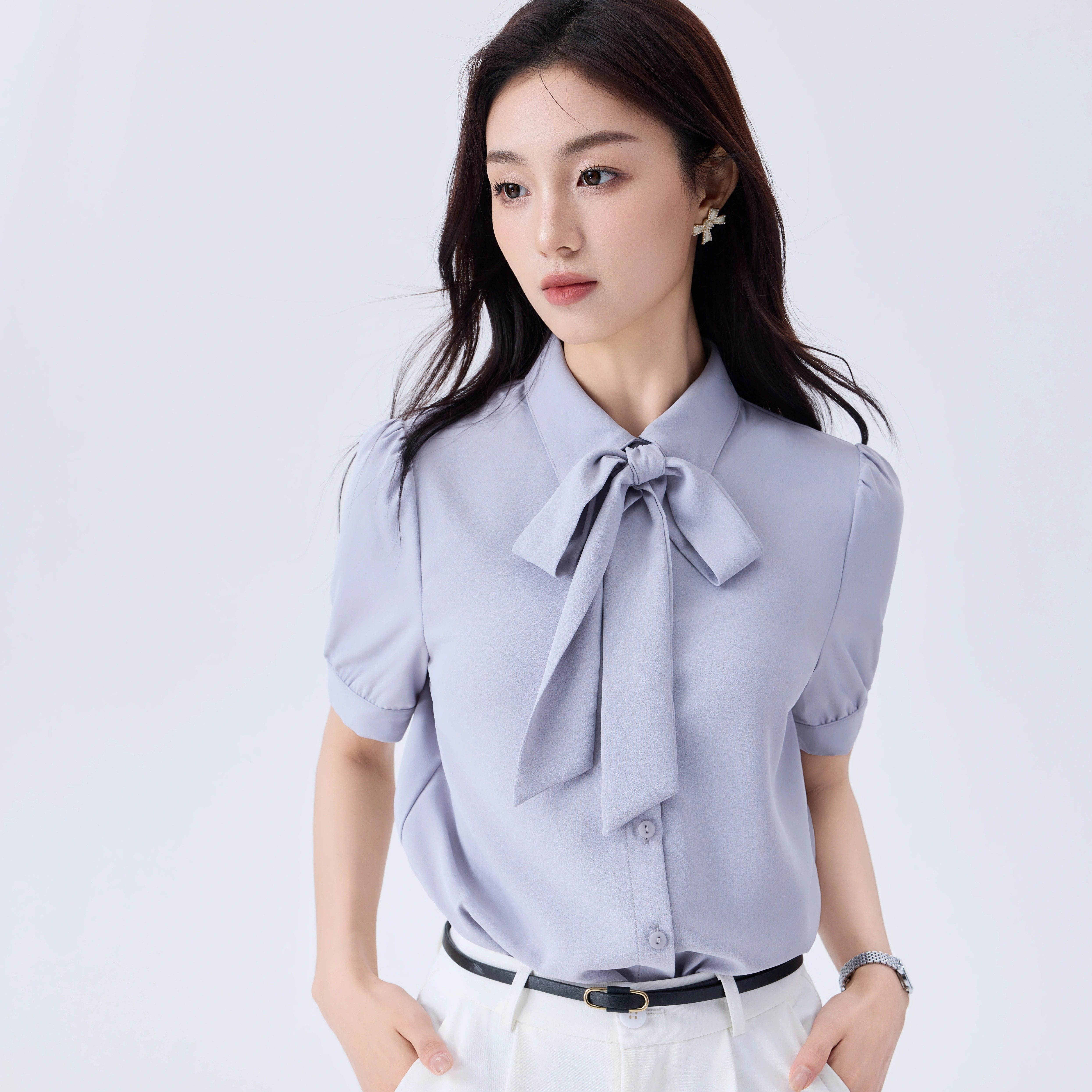 夏季雪纺衬衫女士通勤职业装2025新款短袖上衣白色衬衣高级感气质