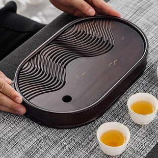 茶海复古竹制干泡茶台 茶盘小型家用长方形托盘沥水功夫茶具储水式