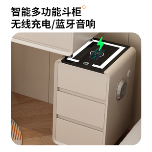 现代简约化妆台小户型岩板轻奢实木奶油风化妆台带智能柜 2023新款